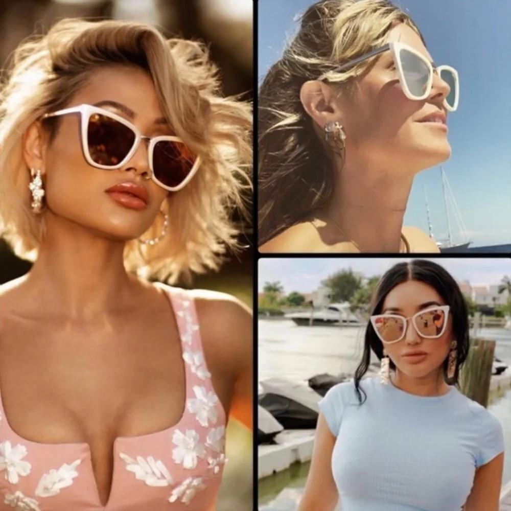 QUAY // ltd ed jlo collaboration white rose gold mirror lens ivory frame cateyes